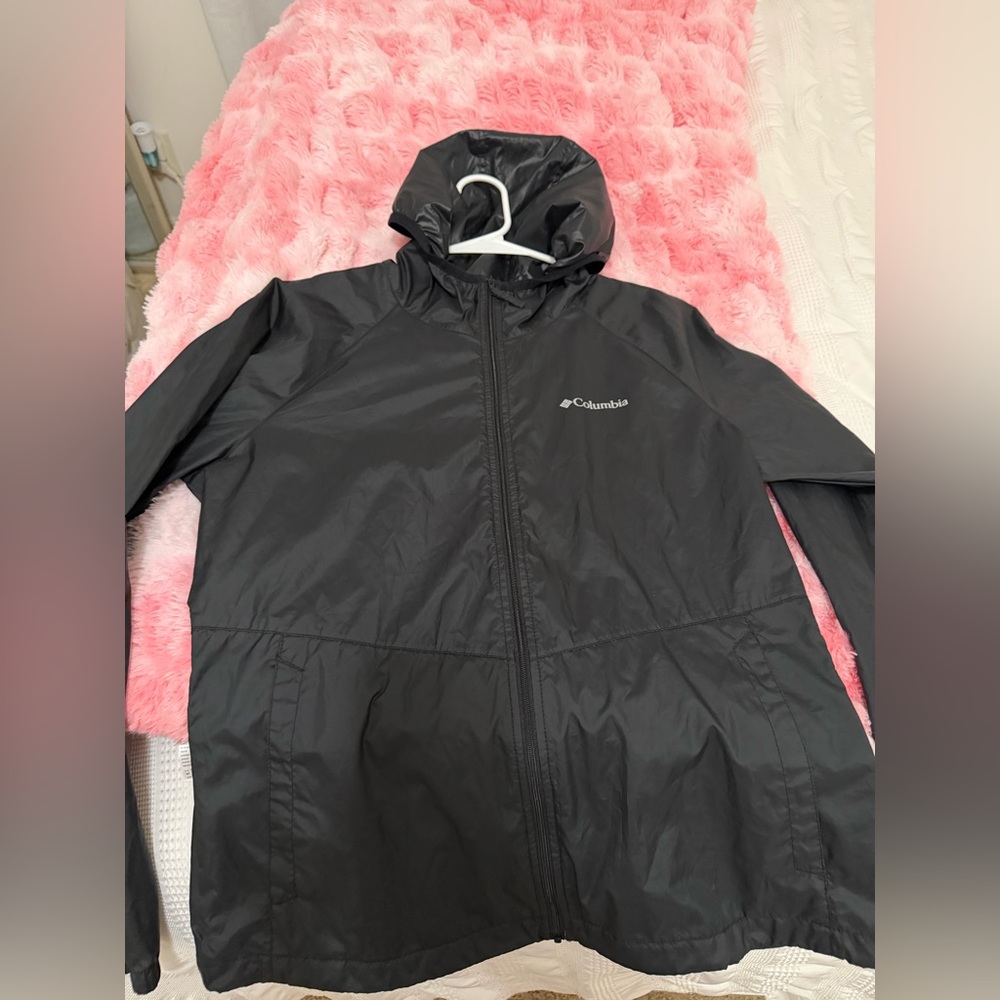 Columbia Black Hooded Rain Jacket